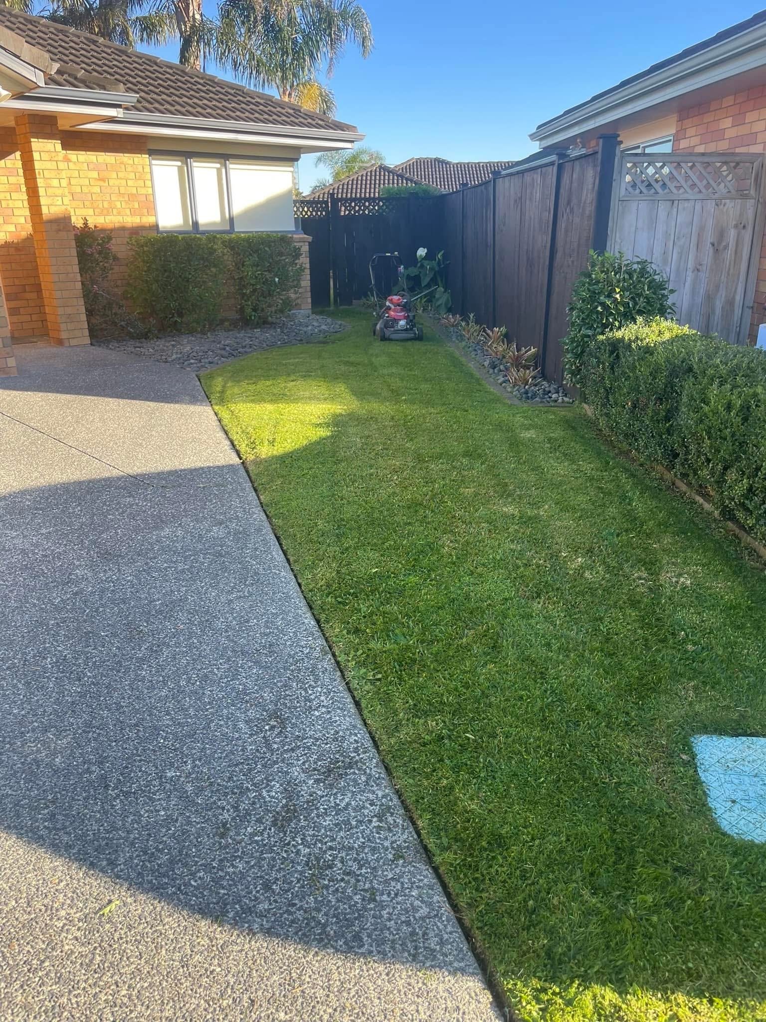 Freshly mown and tidied lawn
